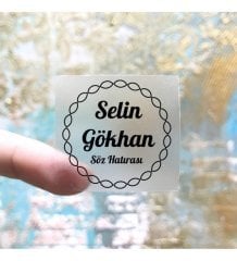 70 Adet 2.5 cm A 4 1 Yaprak  Kare Kişiye Özel Şeffaf Kare Sticker (Etiket) Söz Nişan Düğün Kına