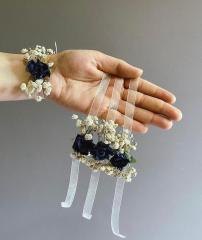 20 adet Nedime Bilekliği Damat  Yaka Çiçeği Hediye KREM