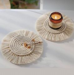 3 Adet Alana 1 adet hediye Makrome Bardak , Mum Altlığı Ve Sunumluk 1 Adet Makrome Fincan Altlığı