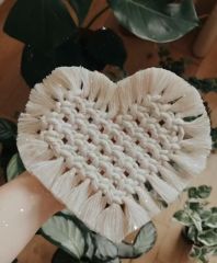 Sevgililer Gününe Özel Kalpli Bardak Altlığı Makrome Bardak , Mum Altlığı Ve Sunum luk Makrome Fincan Altlığı
