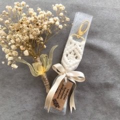 100 Adet Tüllü Etiketli  Baklava Dilimli Makrome Anahtarlık