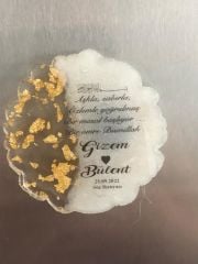 10 Adet Mıknatıslı Mağnet Epoksi Gold Beyaz Magnet Söz Nişan Kına Hediyelik Nikah Şekeri Düğün Hediye