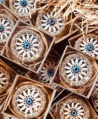 10 Adet Kraft Kutulu Hediyelik Nazar Boncuklu Düş Kapanı Dantel Anahtarlık