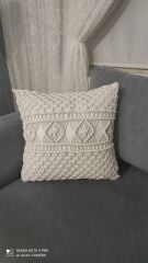 Makrome Kırlent Dekoratif Yastık 40x40cm fermuarlıdır