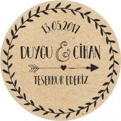 35 ADETTİR KRAFT KARTON BASKI KINA DÜGÜN NİŞAN ETİKETİ