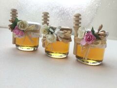 Yıl Başı Yeni Yıl Hediyelik  10 adet  Bal Kaşıklı 40 ml   Mini Cam Kavanozda Söz, Nişan, Nikah, Doğum Günü Hediyeliği
