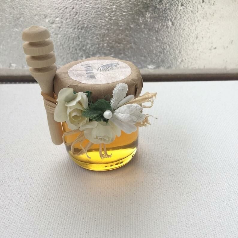 Yıl Başı Yeni Yıl Hediyelik  10 adet  Bal Kaşıklı 40 ml   Mini Cam Kavanozda Söz, Nişan, Nikah, Doğum Günü Hediyeliği
