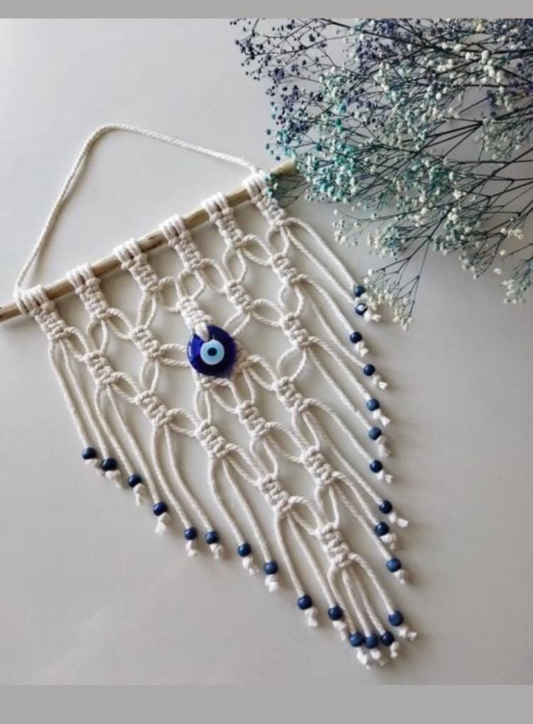 Makrome Nazar Boncuklu Duvar Süsü Yılbaşı Anneler Günü Sevgililer Günü Hediyelik