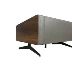Sparrow Gri Deri Üçlü Ofis Kanepesi