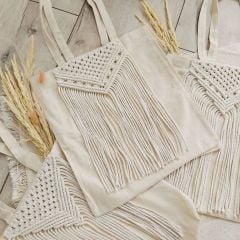 Yazlık El Yapımı Makrome Örgülü Bez Çanta Plaj Çantası(Kopya)