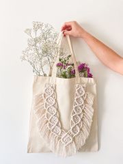 Yazlık El Yapımı Makrome Örgülü Bez Çanta Plaj Çantası(Kopya)