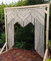 100 x 100 Makrome Tül Perde Rustik Ağaç Hediye Makrome Kapı Süsü Kapı Sinekliği Dekoratif Duvar Süsü