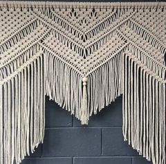 100 x 100 Makrome Tül Perde Rustik Ağaç Hediye Makrome Kapı Süsü Kapı Sinekliği Dekoratif Duvar Süsü
