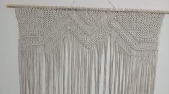 Hediyeliklerbizden 150 x 150 Makrome Tül Perde Rustik Ağaç Hediye Makrome Kapı Süsü Kapı Sinekliği Dekoratif Duvar Süsü