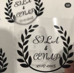 50 Adet Yapışkanlı  2.5 cm Kişiye Özel Şeffaf Kare Sticker (Etiket) Söz Nişan Düğün Kına Hediyelik Ürünler İçin Etiket