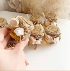 10 Adet Yeni Yıl Yıl Başı Hediyelik  Söz Nişan Kına Nikah Doğum Günü Hediyesi Cam Kavanozda   50 adet kaşıklı 40 cc bal