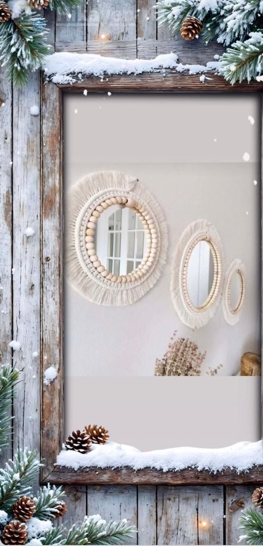 Hediyeliklerbizden  Yeni Yıl Hediyesi  Makrome Ayna 1 Adet Çerçeve İçi 30 cm  Boho Aynası, Konsol Aynası Yumuşak Saçaklı Makrome Ayna(Kopya)