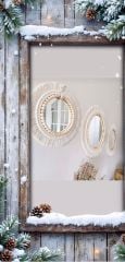 Hediyeliklerbizden  Yeni Yıl Hediyesi  Makrome Ayna 1 Adet Çerçeve İçi 30 cm  Boho Aynası, Konsol Aynası Yumuşak Saçaklı Makrome Ayna(Kopya)
