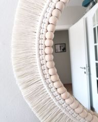 Hediyeliklerbizden  Yeni Yıl Hediyesi  Makrome Ayna 1 Adet Çerçeve İçi 30 cm  Boho Aynası, Konsol Aynası Yumuşak Saçaklı Makrome Ayna(Kopya)
