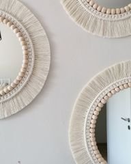 Hediyeliklerbizden  Yeni Yıl Hediyesi  Makrome Ayna 1 Adet Çerçeve İçi 30 cm  Boho Aynası, Konsol Aynası Yumuşak Saçaklı Makrome Ayna(Kopya)
