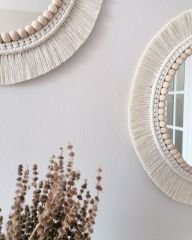 Hediyeliklerbizden  Yeni Yıl Hediyesi  Makrome Ayna 1 Adet Çerçeve İçi 30 cm  Boho Aynası, Konsol Aynası Yumuşak Saçaklı Makrome Ayna(Kopya)