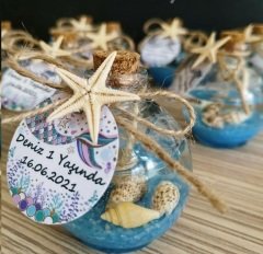 40 cc Top şişe  Deniz Temalı  Cam Şişede Jel Mum
