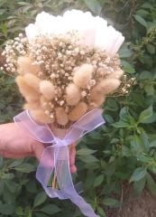 16 Adet Islak Lale Gerçek Doğal Cipso Çiçekli Gelin Çiçeği Ve Damat Yaka Çiçeği