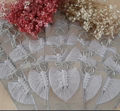 10 Adet Klipsi Makrome Anahtarlık KREM