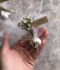 10 Adet İncili Tülü çiçekli badem şekeri nikah şekeri