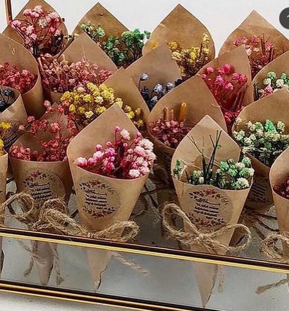 10 Adet Mıknatıslı Hediyelik Kraft Kağıtta  Kurtulmuş Çiçekler KREM