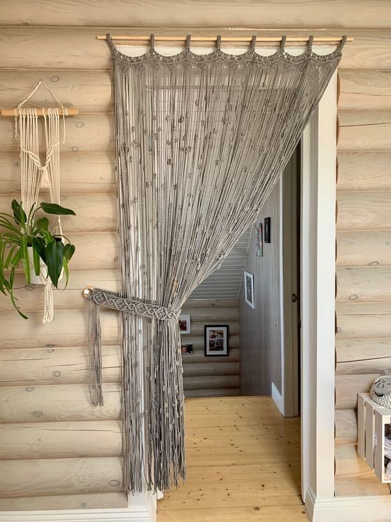 Makrome Kapı Perdesi sineklik Dekor luk 80 x 200 GRİ - 100X200