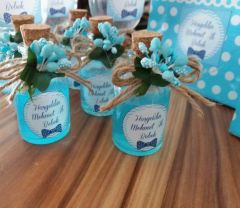 20 Adet Dantelli 50 cc  Cam Şişede Mantar Kapaklı Kolanya Beyaz