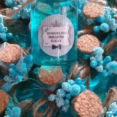 20 Adet Dantelli 50 cc  Cam Şişede Mantar Kapaklı  Kolanya Beyaz