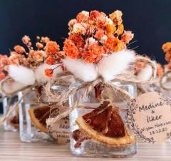 10 Adet Kare Cam Şişede Portakallı Tarçınlı  Deniz Kumlu  Jel Mum