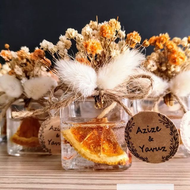 10 Adet Kare Cam Şişede Portakallı Tarçınlı  Deniz Kumlu  Jel Mum