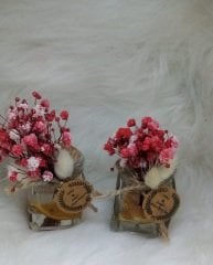 50 Adet Kare Cam Şişede Portakallı Tarçınlı  Deniz Kumlu  Jel Mum