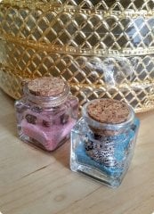 10 Adet Kare Cam Şişede Deniz Yıldızlı  Deniz Kumlu  Jel Mum