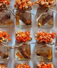 10 Adet Kare Cam Şişede Deniz Yıldızlı  Deniz Kumlu  Jel Mum Beyaz