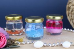 10 Adet Cam Şişede Deniz Kumlu  Jel Mum Beyaz