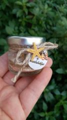 10 Adet Cam Şişede Deniz Kumlu  Jel Mum Beyaz