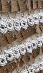 Jelatin Poşetli Baklava  Dilimli Nazar Boncuklu  Makrome Anahtarlık