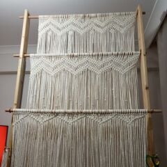 Rustik Ağaç Hediye Makrome Kapı Süsü Kapı Sinekliği Dekoratif Süs 100 x 200 cm