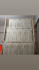 Rustik Ağaç Hediye Makrome Kapı Süsü Kapı Sinekliği Dekoratif Süs 100 x 200 cm