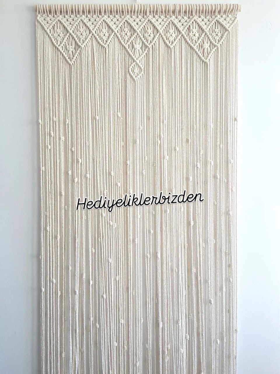 Rustik Ağaç Hediye Makrome Kapı Süsü Kapı Sinekliği Dekoratif Süs 100 x 200 cm