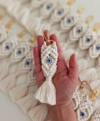 Jelatin Poşetli Baklava  Dilimli Nazar Boncuklu  Makrome Anahtarlık