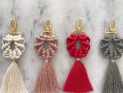 Jelatin Poşetli Baklava  Dilimli Nazar Boncuklu  Makrome Anahtarlık GRİ