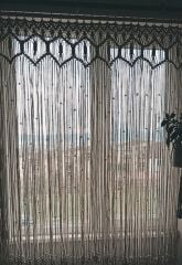 Makrome Tül Perde Rustik Ağaç Hediye Makrome Kapı Süsü Kapı Sinekliği Dekoratif Süs 150 x 150 cm