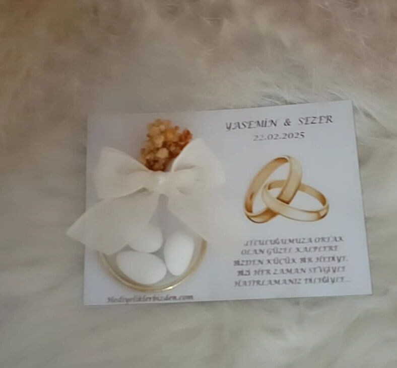 Jelatin Poşette 50 Adet Etiketli Halka Nikah Şekeri Badem Şekerli Söz Nişan Hediyeliği Söz Nişan Kına Nikah Doğum Günü Hediyelik