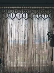 Makrome Tül Perde Rustik Ağaç Hediye Makrome Kapı Süsü Kapı Sinekliği Dekoratif Süs 150 x 150 cm