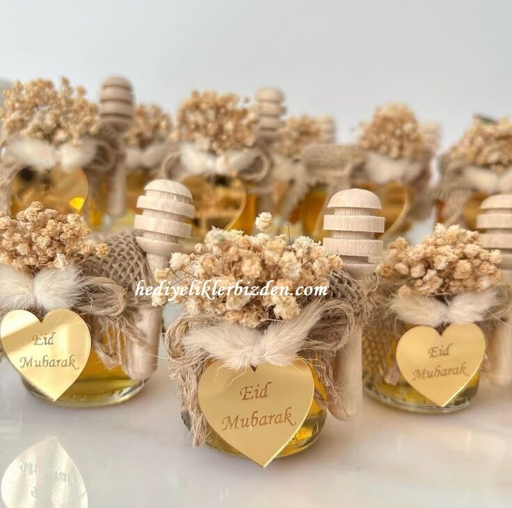Pleksili Ayna Etiketli Yıl Başı Yeni Yıl Hediyelik  10 adet  Bal Kaşıklı 40 ml Mini Cam Kavanozda Söz, Nişan, Nikah, Doğum Günü Hediyeliği